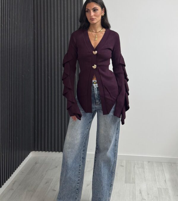 CARDIGAN DOMUS BORDO E BOTT ORO