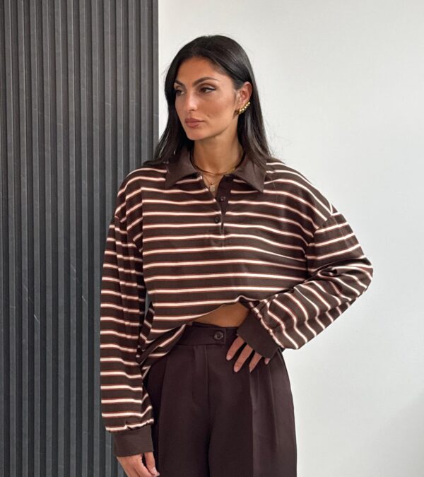 POLO RIGHE MARRONE